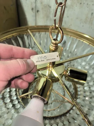 Lámpara colgante de cristal y metal chapado oro