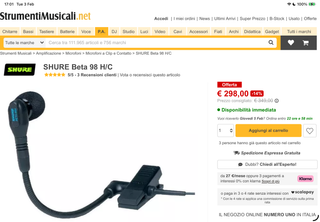 Microfono Shure Beta 98 Saxofono