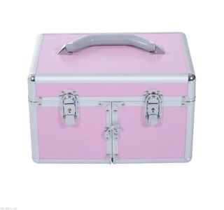 Maletín maquillaje rosa y plata