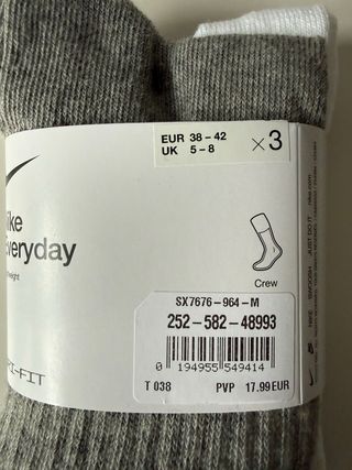 Calcetines Nike Everyday Crew Talla 38-42