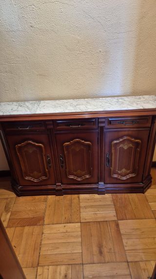 Taquillón antiguo madera y mármol