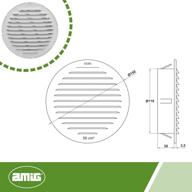 Amig Rejilla Redonda Aluminio Mosquitera