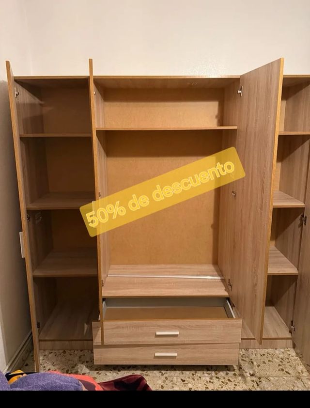 Armario modular madera 3 puertas