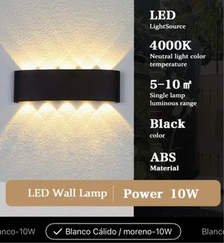 Foco LED Pared Negro 10W