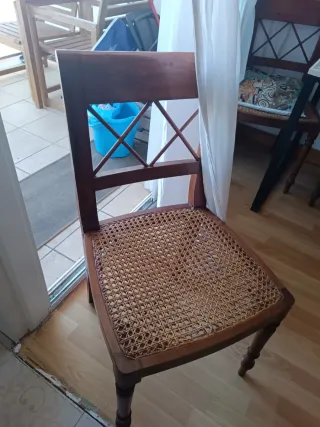 3 Sillas de Madera teka y Ratán