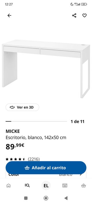 Mesa escritorio MICKE blanco
