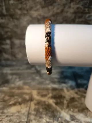 Bracciale perline nero e marrone