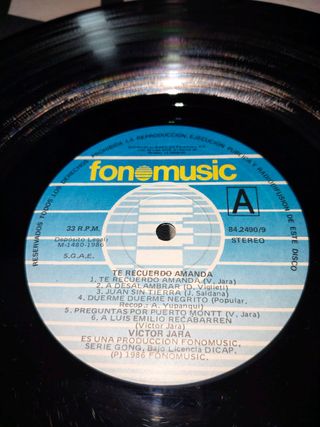 Vinilo Víctor Jara - Te Recuerdo Amanda (1986)
