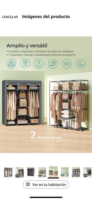 Armario Plegable Tela SONGMICS Gris N205