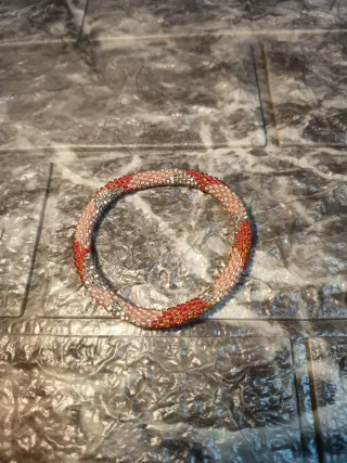 Bracciale perline arancio e argento