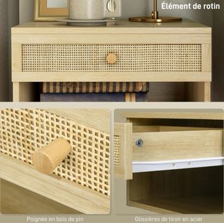 Set 2 Mesitas Noche Madera y Ratán