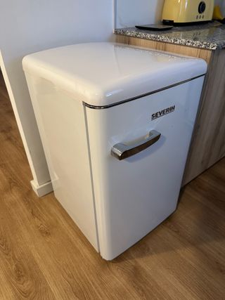 Nevera pequeña retro blanca
