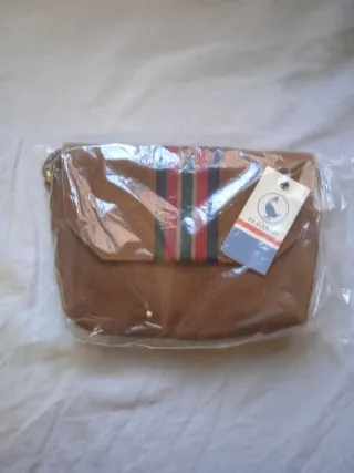 Bolso de mano El Ganzo piel marrón con rayas