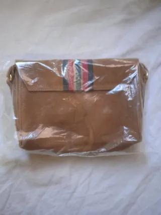 Bolso de mano El Ganzo piel marrón con rayas