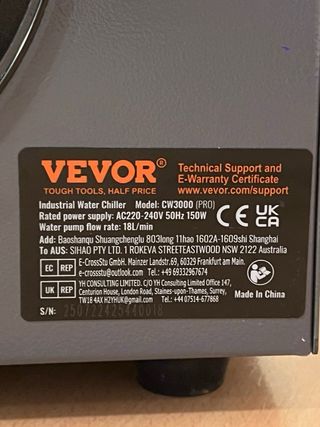 VEVOR CW-3000 Enfriador Agua Industrial