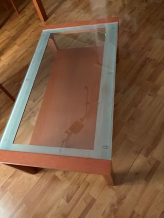 Mesa comedor cristal y 6 sillas +mesa auxiliar