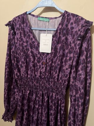 Vestido Mariana G. Morado Estampado Talla S