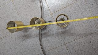 Lámpara 5 focos dorados y plateados