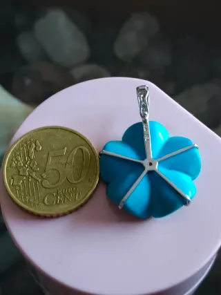 Anillo y Colgante Flor Turquesa Oro