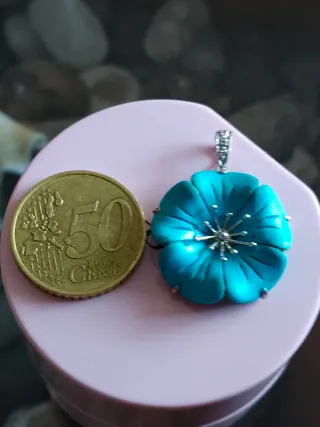 Anillo y Colgante Flor Turquesa Oro