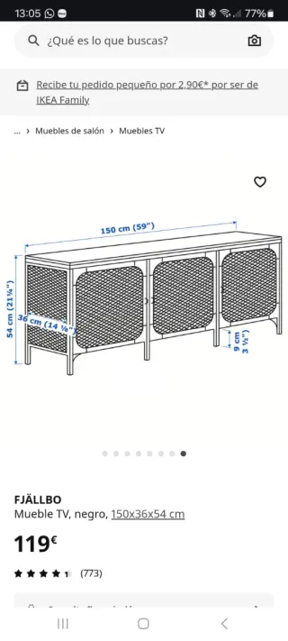Mueble TV Fjällbo Ikea Negro/Madera