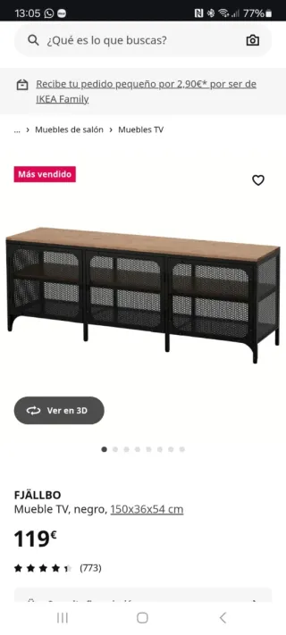 Mueble TV Fjällbo Ikea Negro/Madera