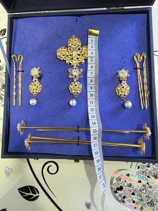 Aderezo Fallera dorado con Perlas de niña de 7-8 A