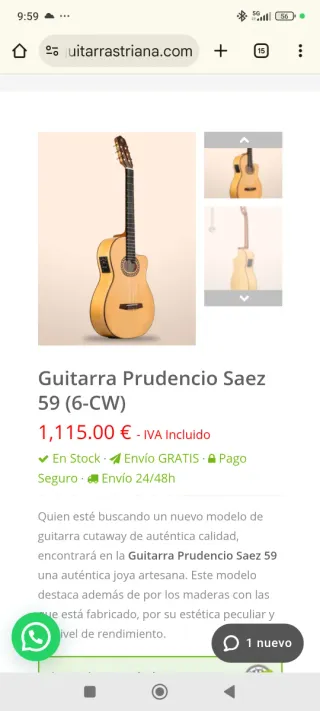 Guitarra Prudencio Sáez 6-CW 59