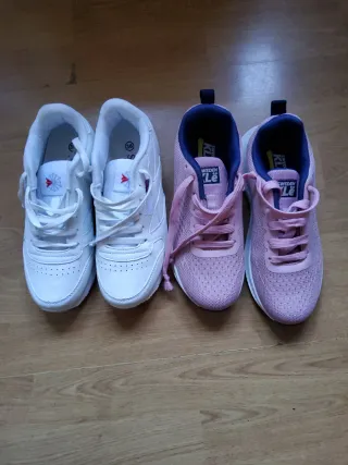 Zapatillas niña talla 36 blancas y rosas