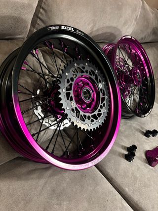 Kit Llantas Supermotard Morado/negro
