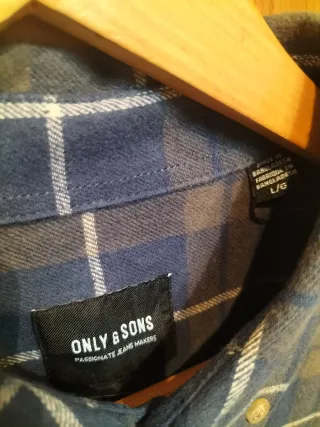 Camisa Only & Sons cuadros azul y marrón Talla L