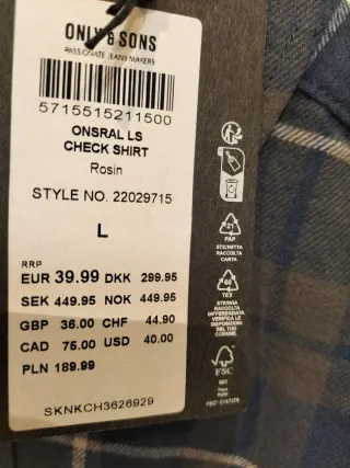 Camisa Only & Sons cuadros azul y marrón Talla L