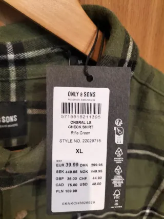 Camisa Only and Sons cuadros Talla L