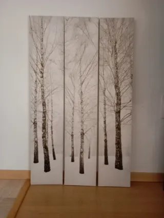 Cuadro triple paisaje bosque nevado