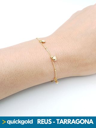 040-05-00666 PULSERA ORO DE 18K CORAZONES 18CM