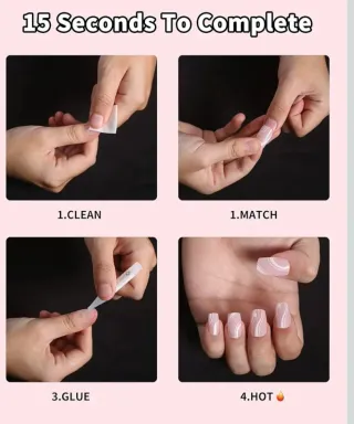 24 Uñas Postizas Francesas Cortas Cuadradas