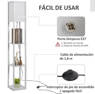 Lámpara de pie moderna con estantes