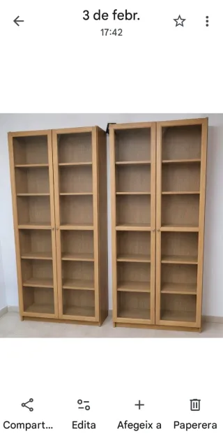 2 Vitrines Ikea Billy Roure Clar + Portes Vidre