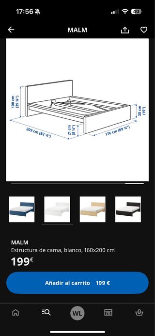 Estructura de cama MALM Ikea Blanca