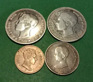 Lote 4 Monedas Antiguas Alfonso XIII