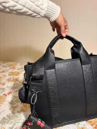 Bolso Tote Steve Madden Negro + Cartera