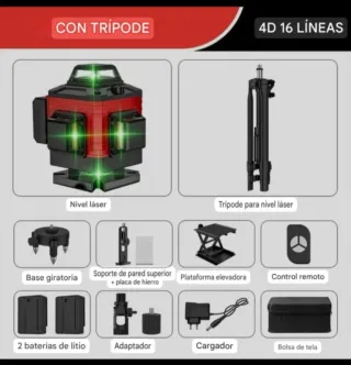Nivel Láser 4D 16 Líneas Trípode Accesorios