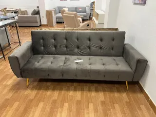 Sofá Cama Click Clack Gris Terciopelo