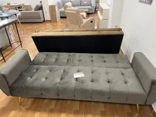 Sofá Cama Click Clack Gris Terciopelo