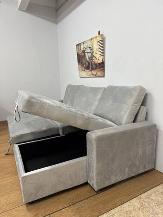 Sofá Cama Moderno Gris Terciopelo NUEVO