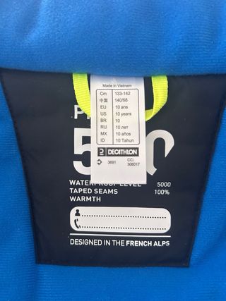Chaqueta esquí Wedze azul niño/niña talla 10 años