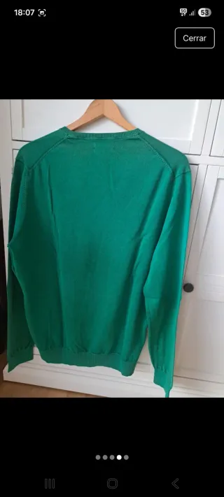 Jersey Massimo Dutti verde cuello pico
