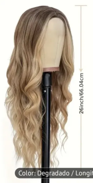 Peluca rubia ondulada realista