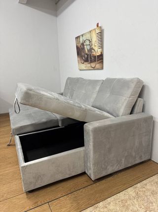 Sofá Cama Gris Terciopelo NUEVO Precintado
