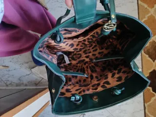 Borsa verde trapuntata semil pelle